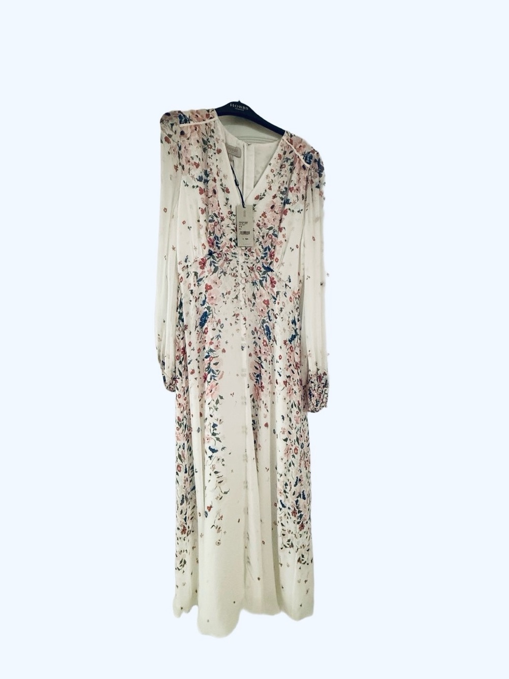 NEW Hobbs London Asher Silk Midi Dress White Floral Size 6,#0124-5159-3793L00